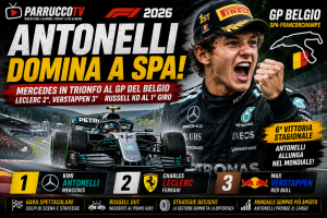 Formula 1, GP del Belgio: Antonelli domina a Spa e lancia la fuga mondiale. Ferrari sorride a metà, Russell ko al primo giro