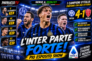 Inter-Monza 4-1: i campioni partono forte, Pio Esposito incanta San Siro