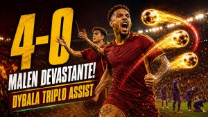 Roma-Fiorentina 4-0: Malen fa tre, Dybala dirige. L’Olimpico apre col poker
