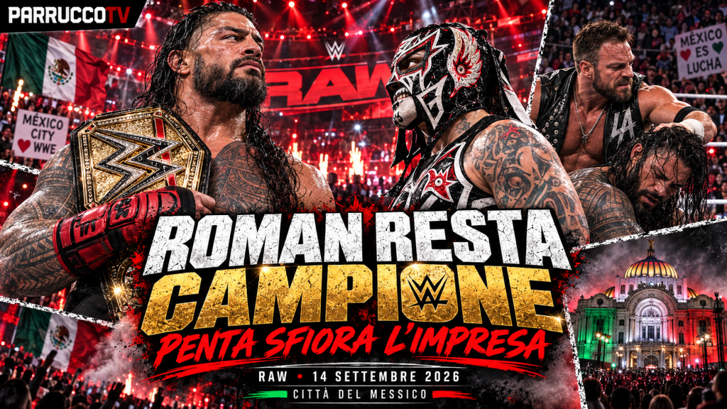 WWE RAW 14 settembre 2026: Roman Reigns campione contro Penta a Città del Messico