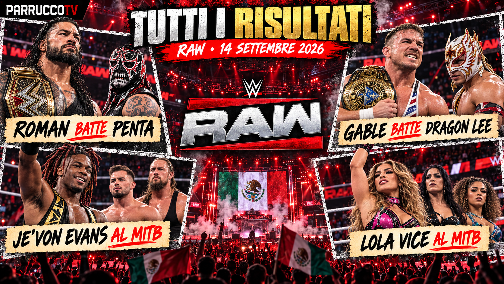 Tutti i risultati di WWE RAW del 14 settembre 2026