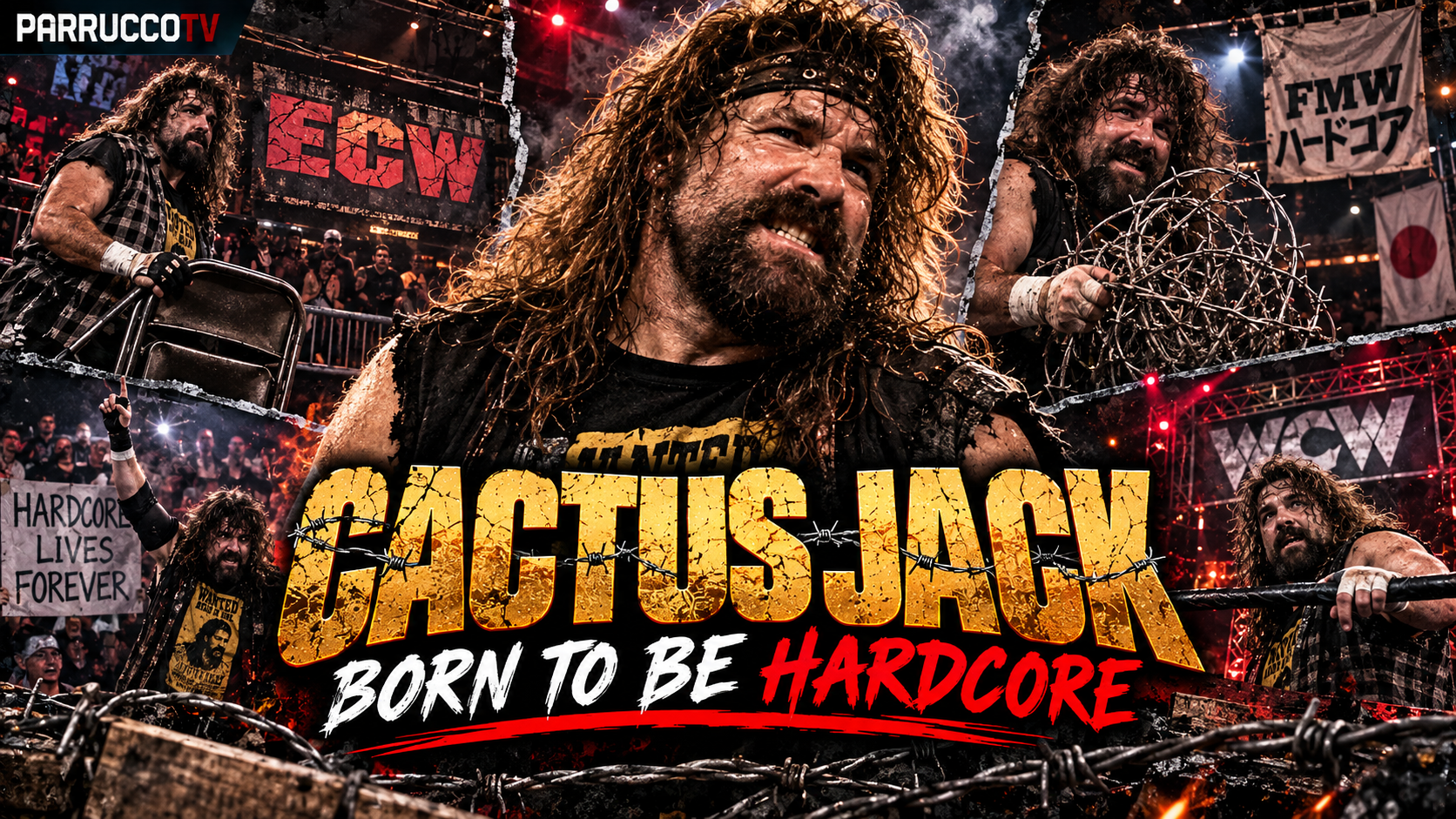 Mick Foley nei panni di Cactus Jack tra WCW ECW e Giappone