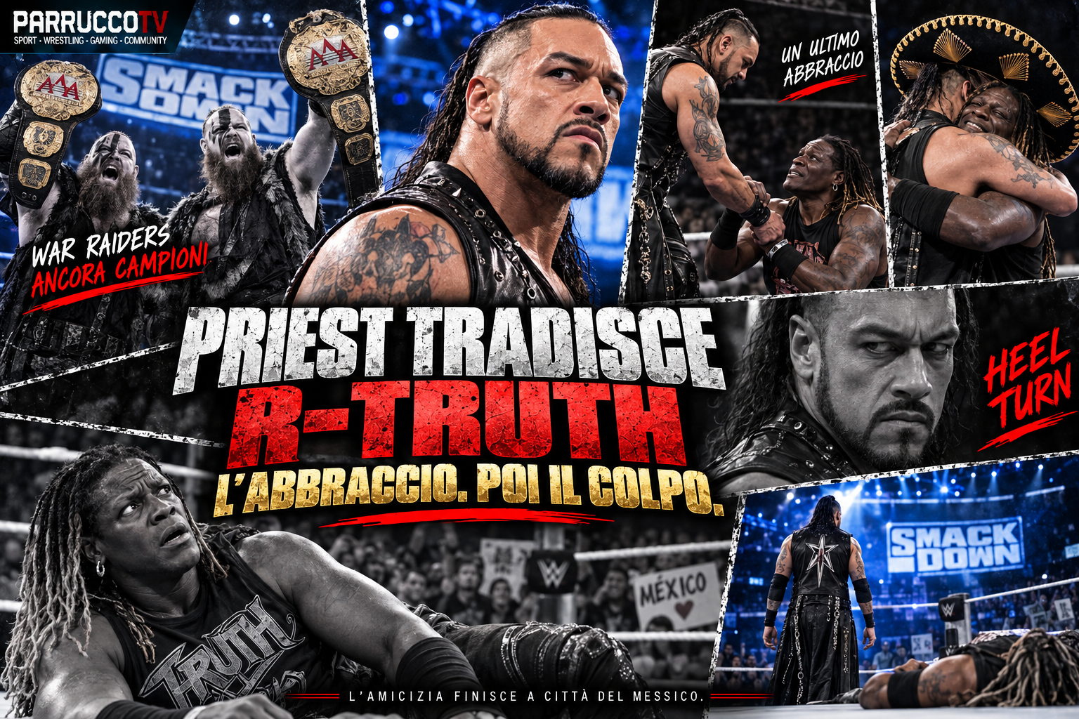 Damian Priest tradisce R-Truth dopo la sconfitta contro i War Raiders
