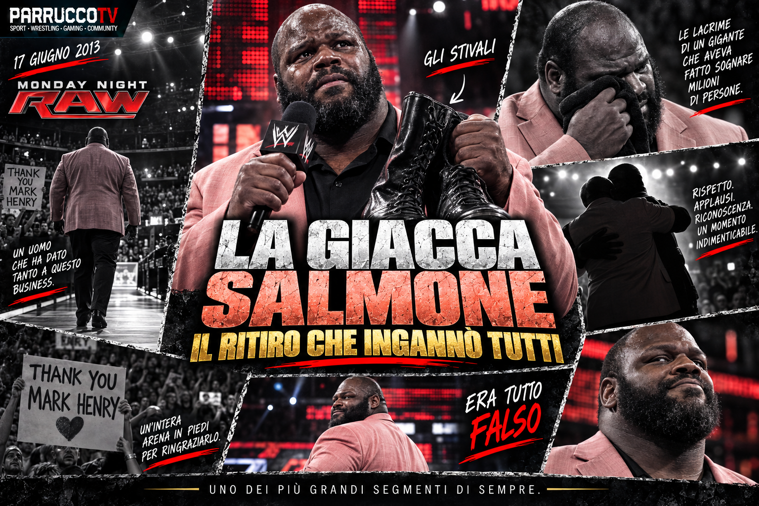 Mark Henry durante il celebre falso ritiro con la giacca salmone