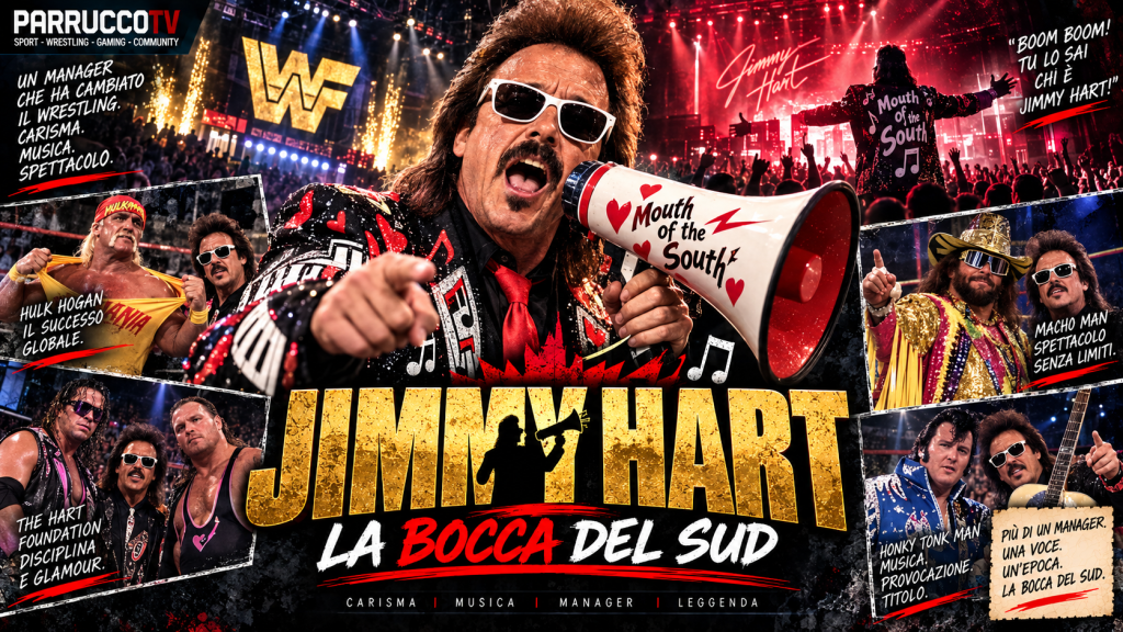 Jimmy Hart con il megafono, la bocca del sud del wrestling
